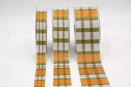 Elfenbein, Bernstein und Khaki Herbst Plaid-Ribbon_AI